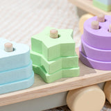 Montessori Toy Developing Toy Family Board Game Practical Wooden Trailer Toy Five Pillar Car