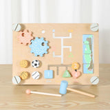 Double Sided Busy Board Learning Skill Toy Gear Piano Knocking Sensory Board