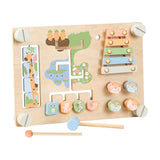 Double Sided Busy Board Learning Skill Toy Gear Piano Knocking Sensory Board