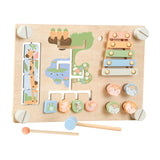 Double Sided Busy Board Learning Skill Toy Gear Piano Knocking Sensory Board