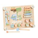 Double Sided Busy Board Learning Skill Toy Gear Piano Knocking Sensory Board