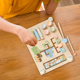 Double Sided Busy Board Learning Skill Toy Gear Piano Knocking Sensory Board