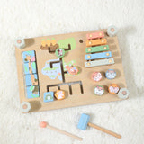 Double Sided Busy Board Learning Skill Toy Gear Piano Knocking Sensory Board