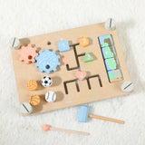 Double Sided Busy Board Learning Skill Toy Gear Piano Knocking Sensory Board