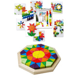 Maxbell Wooden Blocks Puzzle Brain Teaser Puzzle for Color Perception Colors Pattern