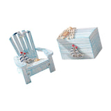 Maxbell Maxbell 2x Beach Nautical Theme Mini Chair and Chest for Living Room Home Countertop Sail