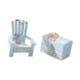 Maxbell Maxbell 2x Beach Nautical Theme Mini Chair and Chest for Living Room Home Countertop Sail