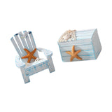 Maxbell Maxbell 2x Beach Nautical Theme Mini Chair and Chest for Living Room Home Countertop Sea Star