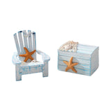 Maxbell Maxbell 2x Beach Nautical Theme Mini Chair and Chest for Living Room Home Countertop Sea Star