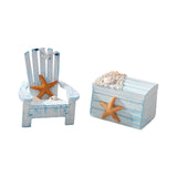 Maxbell Maxbell 2x Beach Nautical Theme Mini Chair and Chest for Living Room Home Countertop Sea Star