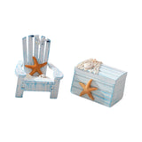 Maxbell Maxbell 2x Beach Nautical Theme Mini Chair and Chest for Living Room Home Countertop Sea Star