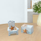 Maxbell Maxbell 2x Beach Nautical Theme Mini Chair and Chest for Living Room Home Countertop Sea Star