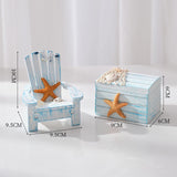 Maxbell Maxbell 2x Beach Nautical Theme Mini Chair and Chest for Living Room Home Countertop Sea Star