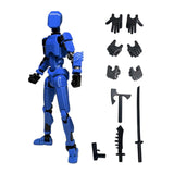 3D Printed Multi Jointed Movable Male Action Figure for Collection Role Play blue and black