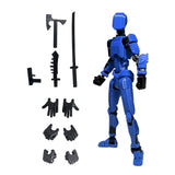 3D Printed Multi Jointed Movable Male Action Figure for Collection Role Play blue and black