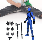 3D Printed Multi Jointed Movable Male Action Figure for Collection Role Play blue and black