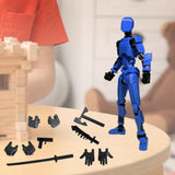 3D Printed Multi Jointed Movable Male Action Figure for Collection Role Play blue and black