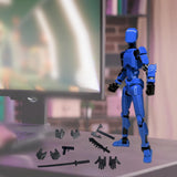 3D Printed Multi Jointed Movable Male Action Figure for Collection Role Play blue and black