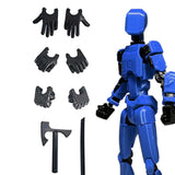 3D Printed Multi Jointed Movable Male Action Figure for Collection Role Play blue and black