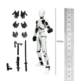 3D Printed Multi Jointed Movable Male Action Figure for Collection Role Play black and white