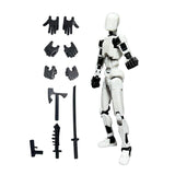 3D Printed Multi Jointed Movable Male Action Figure for Collection Role Play black and white