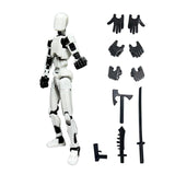 3D Printed Multi Jointed Movable Male Action Figure for Collection Role Play black and white