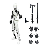 3D Printed Multi Jointed Movable Male Action Figure for Collection Role Play black and white