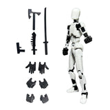 3D Printed Multi Jointed Movable Male Action Figure for Collection Role Play black and white