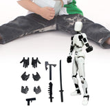 3D Printed Multi Jointed Movable Male Action Figure for Collection Role Play black and white