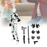 3D Printed Multi Jointed Movable Male Action Figure for Collection Role Play black and white