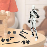 3D Printed Multi Jointed Movable Male Action Figure for Collection Role Play black and white