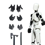 3D Printed Multi Jointed Movable Male Action Figure for Collection Role Play black and white