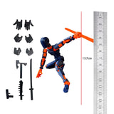 3D Printed Multi Jointed Movable Male Action Figure for Collection Role Play orange and blue