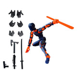 3D Printed Multi Jointed Movable Male Action Figure for Collection Role Play orange and blue