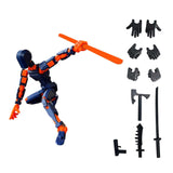 3D Printed Multi Jointed Movable Male Action Figure for Collection Role Play orange and blue