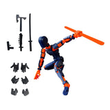 3D Printed Multi Jointed Movable Male Action Figure for Collection Role Play orange and blue