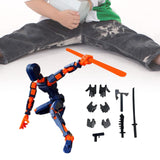 3D Printed Multi Jointed Movable Male Action Figure for Collection Role Play orange and blue