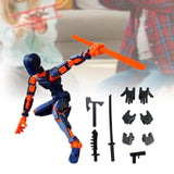 3D Printed Multi Jointed Movable Male Action Figure for Collection Role Play orange and blue