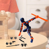 3D Printed Multi Jointed Movable Male Action Figure for Collection Role Play orange and blue