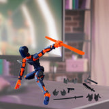 3D Printed Multi Jointed Movable Male Action Figure for Collection Role Play orange and blue