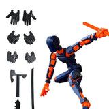 3D Printed Multi Jointed Movable Male Action Figure for Collection Role Play orange and blue