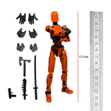 3D Printed Multi Jointed Movable Male Action Figure for Collection Role Play orange and black