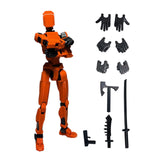 3D Printed Multi Jointed Movable Male Action Figure for Collection Role Play orange and black