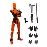 3D Printed Multi Jointed Movable Male Action Figure for Collection Role Play orange and black