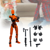 3D Printed Multi Jointed Movable Male Action Figure for Collection Role Play orange and black