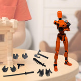 3D Printed Multi Jointed Movable Male Action Figure for Collection Role Play orange and black