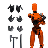 3D Printed Multi Jointed Movable Male Action Figure for Collection Role Play orange and black