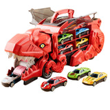 Dinosaur Transporter Truck Dinosaur Swallowing Truck for Kids Party Supplies red