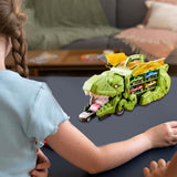 Dinosaur Transport Truck Carrier Portable Dinosaur Swallowing Truck for Kids green with 2 car