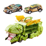 Dinosaur Transport Truck Carrier Portable Dinosaur Swallowing Truck for Kids green with 2 car